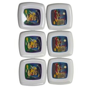 Set of 6 1989 Denny's Flintstones Vintage Collectible Plastic Plates 2 Sets Of 3